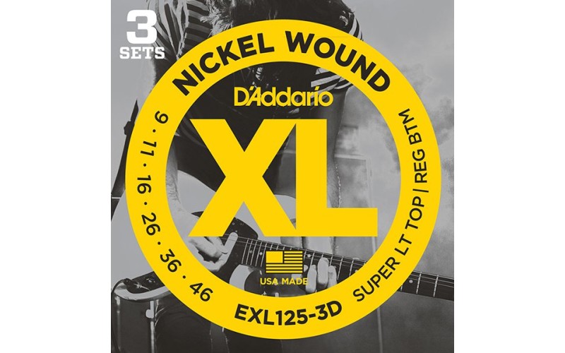 D'ADDARIO EXL125-3D 3 комплект струн для электрогитары, 9-46