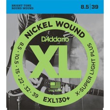 D'Addario EXL130+ Nickel Wound Комплект струн для электрогитары, Extra-Super Light Plus, 8.5-39