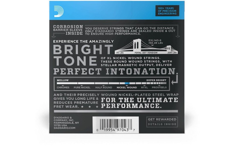 D'ADDARIO EXL140-8 комплект струн для электрогитары