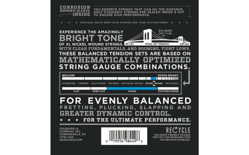 D'ADDARIO EXL160BT струны для бас-гитары