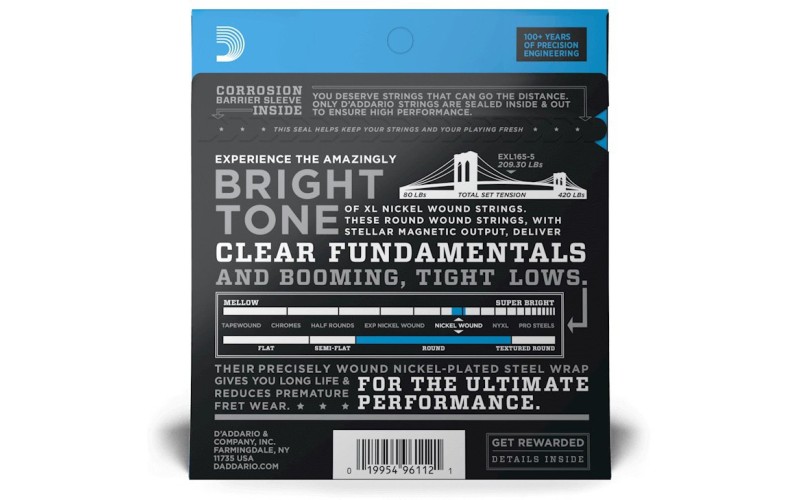 D'ADDARIO EXL165-5  струны для 5 струнной бас-гитары