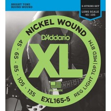 D`Addario EXL165-5 XL NICKEL WOUND Струны для 5-струнной бас-гитары 5-string Long RLTMB 45-135