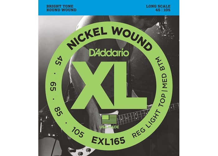 D`Addario EXL165 XL NICKEL WOUND Струны для бас-гитары Long Regular Ligth Top Medium Bottom 45-105