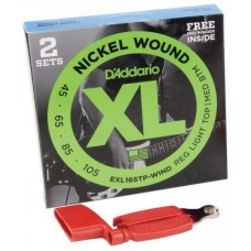 D'ADDARIO EXL165TP-WIND - 2 комплекта струн для бас-гитары, 45-105 + вертушка в подарок