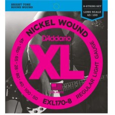 D'Addario EXL170-8 Nickel Wound Комплект струн для 8-струнной бас-гитары, Light, 45-100, Long Scale