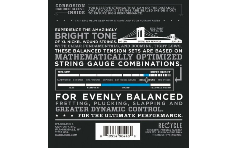 D'ADDARIO EXL170BT струны для бас-гитары