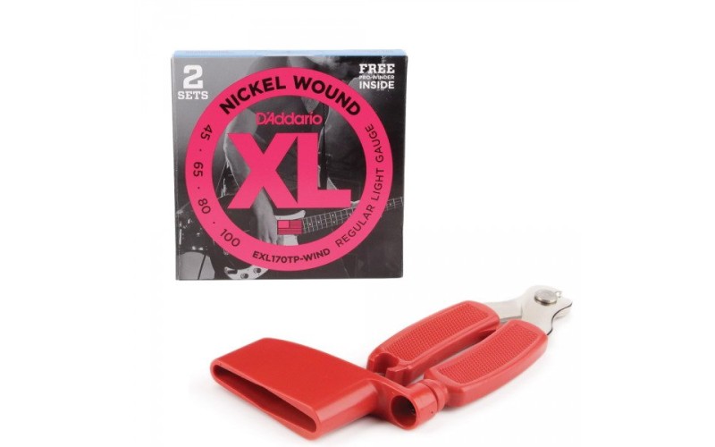D'ADDARIO EXL170TP-WIND - 2 комплекта струн для бас-гитары, 45-100 + вертушка в подарок