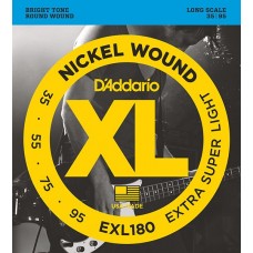 D'Addario EXL180 Nickel Wound Комплект струн для бас-гитары, Extra Super Light, 35-95