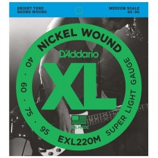 D'Addario EXL220M Nickel Wound Комплект струн для бас-гитары, Super Light, 40-95, Medium Scale