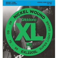 D'Addario EXL220SL Nickel Wound Комплект струн для бас-гитары, Super Light, 40-95, Super Long Scale