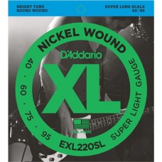 D'Addario EXL220SL Nickel Wound Комплект струн для бас-гитары, Super Light, 40-95, Super Long Scale