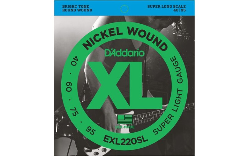 D'Addario EXL220SL Nickel Wound Комплект струн для бас-гитары, Super Light, 40-95, Super Long Scale