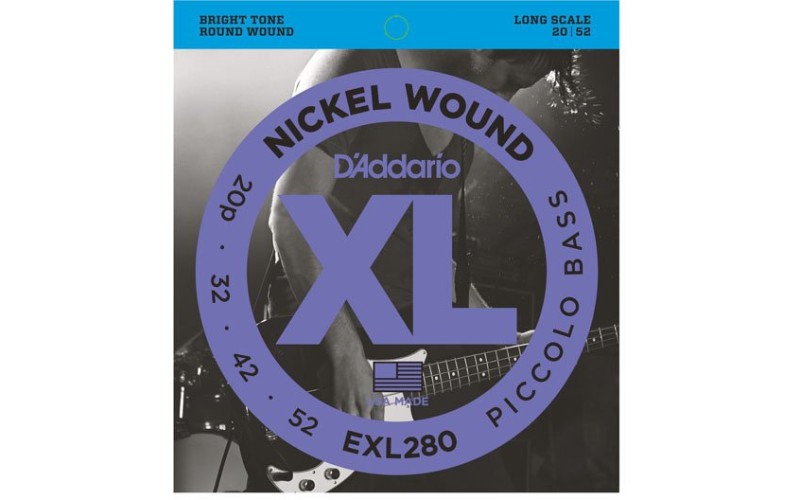 D'Addario EXL280 Nickel Wound Комплект струн для бас-гитары пикколо, 20-52, Long Scale