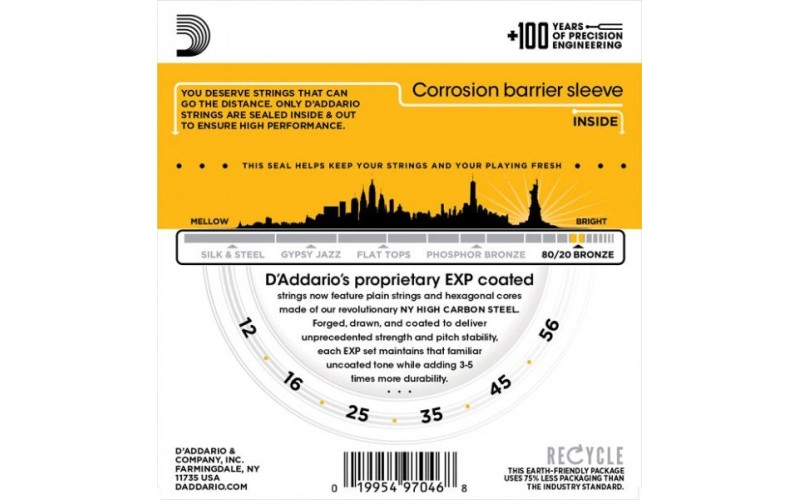 D'ADDARIO EXP14 - струны для акустической гитары, 12-56