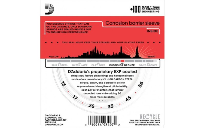 D'ADDARIO EXP17 - струны для акустической гитары, Medium, 13-56