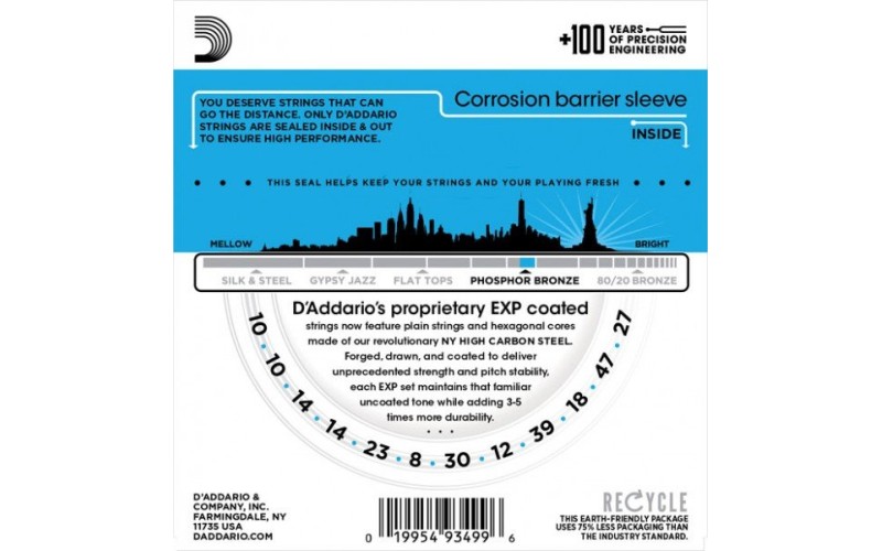 D'ADDARIO EXP38 - струны для 12- струннной гитары, 10-47
