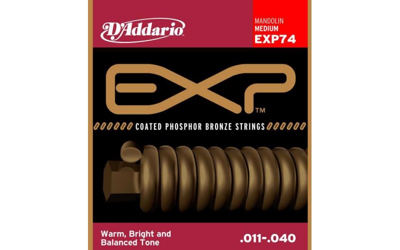 D'Addario EXP74 Coated Комплект струн для мандолины, фосфорная бронза, Medium, 11-40