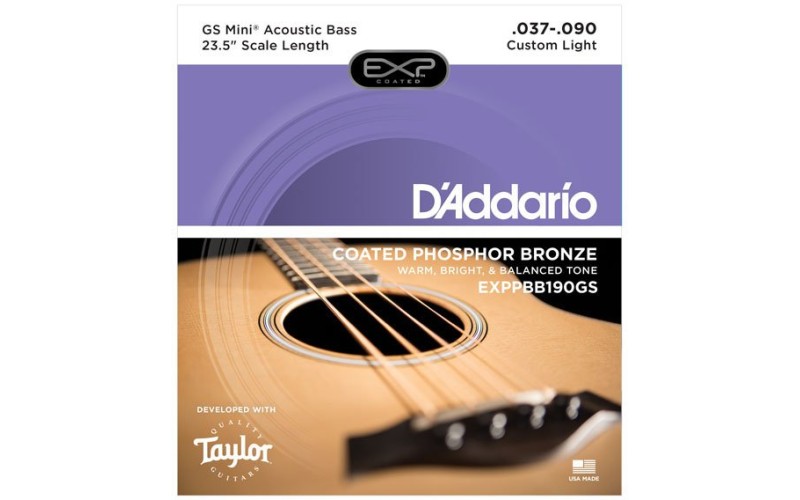 D'Addario EXPPBB190GS Coated Phosphor Bronze Комплект струн для акуст.бас-гитары, Taylor GS, 37-90