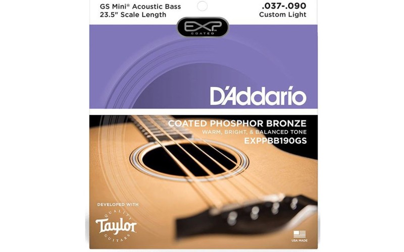 D'Addario EXPPBB190GS Coated Phosphor Bronze Комплект струн для акуст.бас-гитары, Taylor GS, 37-90