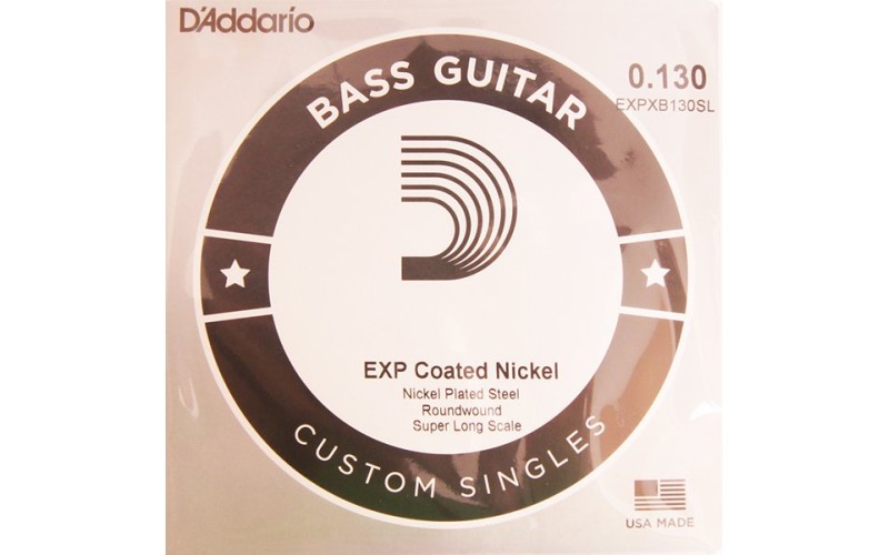 D'Addario EXPXB130SL Coated Nickel Wound Отдельная струна для бас-гитары, с покрытием, 130