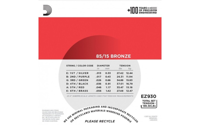 D'ADDARIO EZ930 струны для акустической гитары