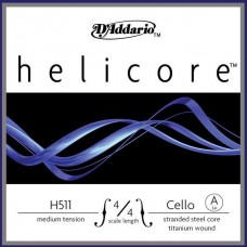 D'Addario H511-4/4M-B10 Helicore Отдельная струна Ля/A для виолончели размером 4/4, ср. натяж, 10шт