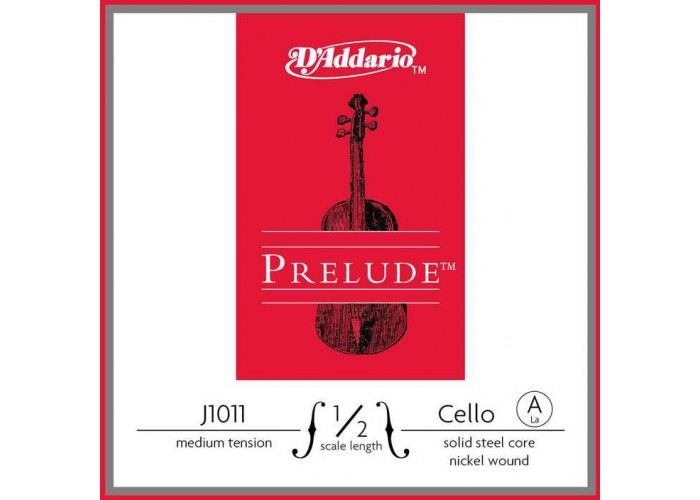 D'Addario J1011-1/2M-B10 Prelude Отдельная струна A/Ля для виолончели размером 1/2, ср. натяж, 10шт