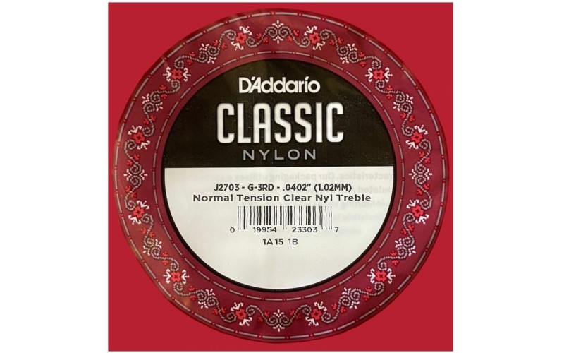 D'ADDARIO J2703 - 3-я одиночная струна для классической гитары, нейлон
