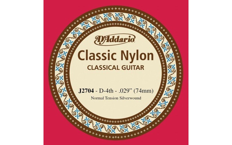 D'ADDARIO J2704 - одиночная 4-я струна для классичекой гитары .030