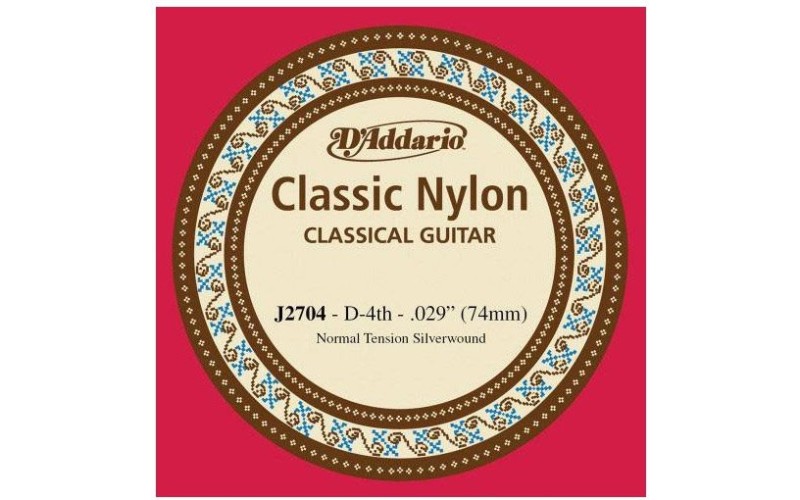 D'ADDARIO J2704 - одиночная 4-я струна для классичекой гитары .030