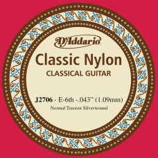 D'Addario J2706 Classical Отдельная 6-ая струна для классической гитары, нейлон, норм. натяжение