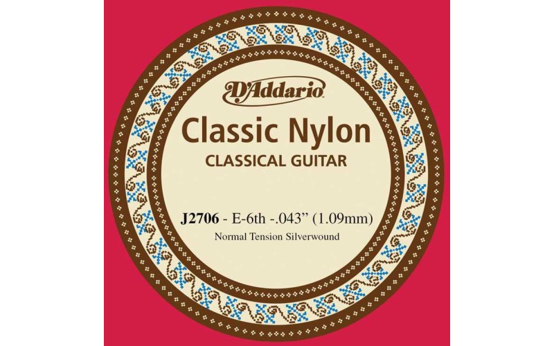 D'Addario J2706 Classical Отдельная 6-ая струна для классической гитары, нейлон, норм. натяжение