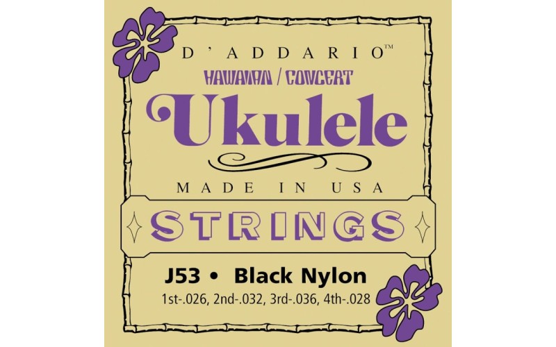 D'ADDARIO J53 струны для укулеле, черный нейлон