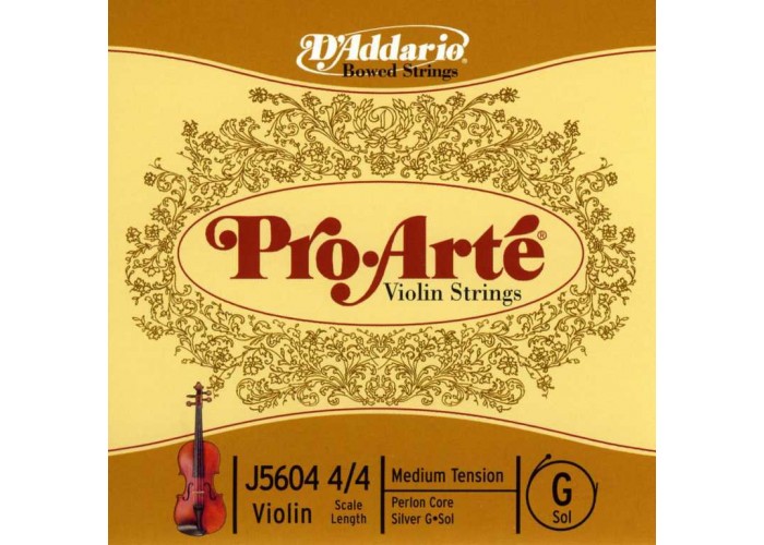 D'Addario J5604-4/4M Pro-Arte Отельная струна G/Соль для скрипки размером 4/4, среднее натяжение