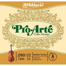 D'Addario J5901-1/2M-B10 Pro-Arte Отдельная струна A/Ля для виолончели размером 1/2, ср. нат, 10шт