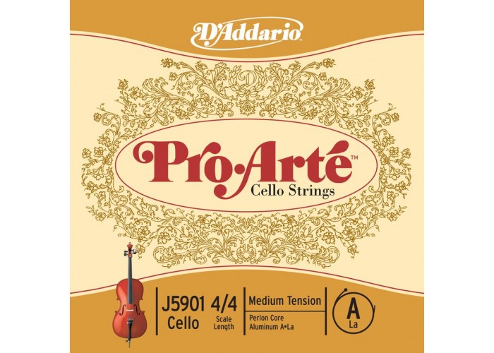 D'Addario J5901-4/4M Pro-Arte Отдельная струна A/Ля для виолончели размером 4/4, среднее натяжение