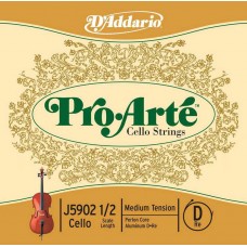 D'Addario J5902-1/2M-B10 Pro-Arte Отдельная струна D/Ре для виолончели размером 1/2, ср. нат, 10шт