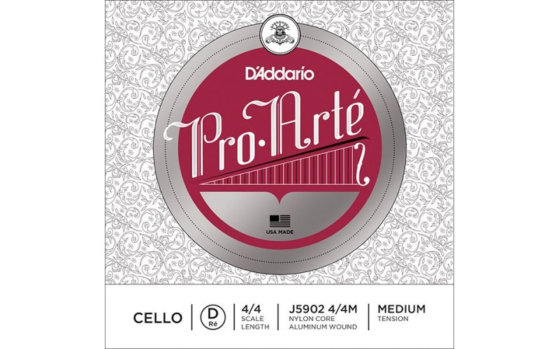 D'Addario J5902-4/4M Pro-Arte Отдельная струна D/Ре для виолончели размером 4/4, среднее натяжение