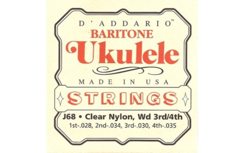 D'ADDARIO J68 струны для укулеле баритон, серебро/чистый нейлон