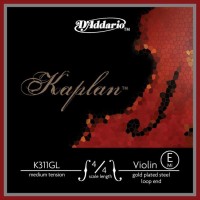 D'Addario K311GL-4/4M Kaplan Отдельная струна Е/Mи для скрипки 4/4, позолоч, ср. натяж, петля