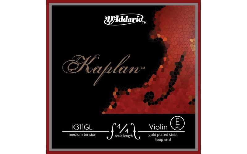 D'Addario K311GL-4/4M Kaplan Отдельная струна Е/Mи для скрипки 4/4, позолоч, ср. натяж, петля