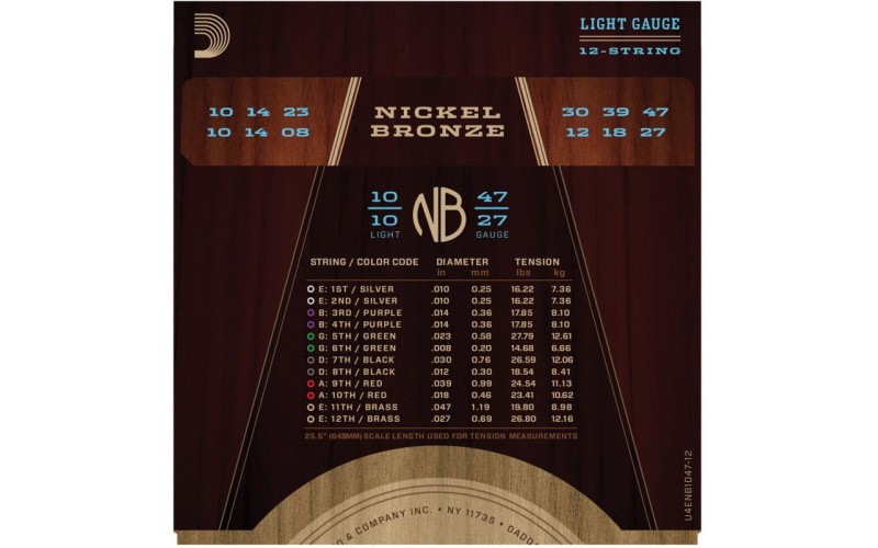 D'ADDARIO NB1047-12 - Струны 12 струнной акустической гитары