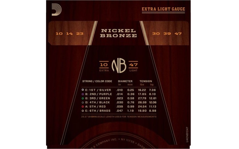 D'ADDARIO NB1047 струны для акустической гитары Nickel Bronze 10-47