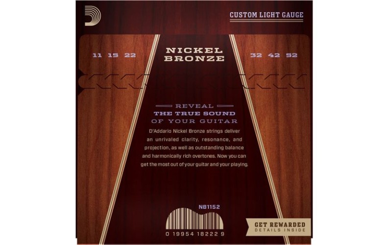 D'ADDARIO NB1152 струны для акустической гитары Nickel Bronze 11-52