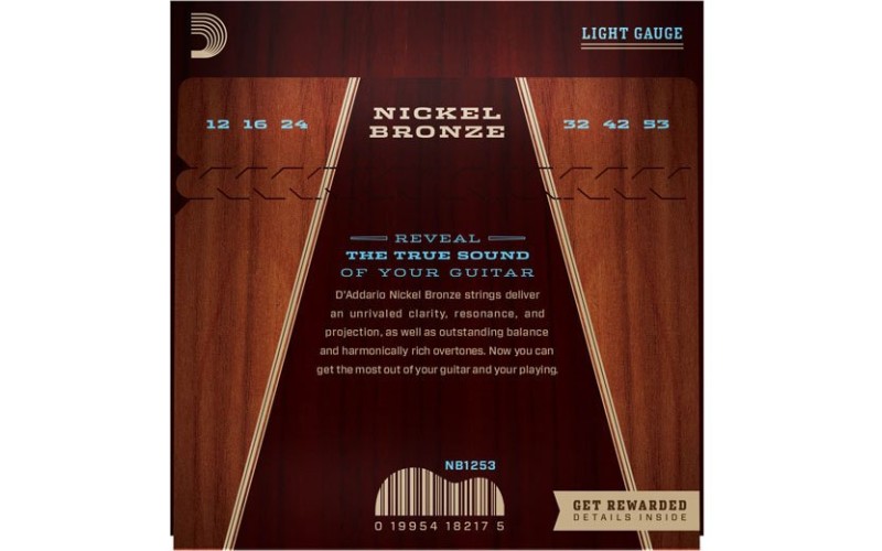 D'ADDARIO NB1253 струны для акустической гитары Nickel Bronze 12-53