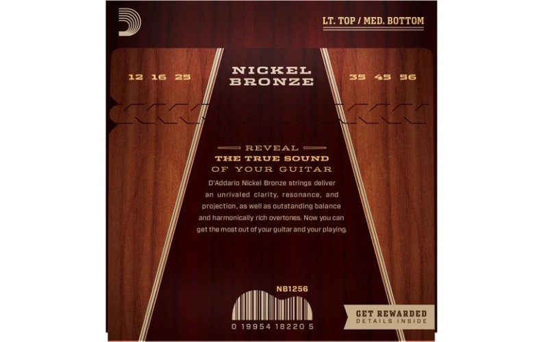 D'ADDARIO NB1256 струны для акустической гитары Nickel Bronze 12-56