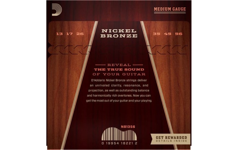 D'ADDARIO NB1356 струны для акустической гитары Nickel Bronze 13-56