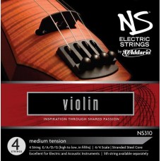 D'Addario NS310 NS Electric Комплект струн для электроскрипки размером 4/4, среднее натяжение