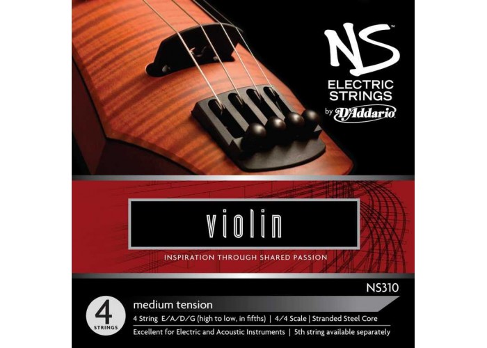 D'Addario NS310 NS Electric Комплект струн для электроскрипки размером 4/4, среднее натяжение