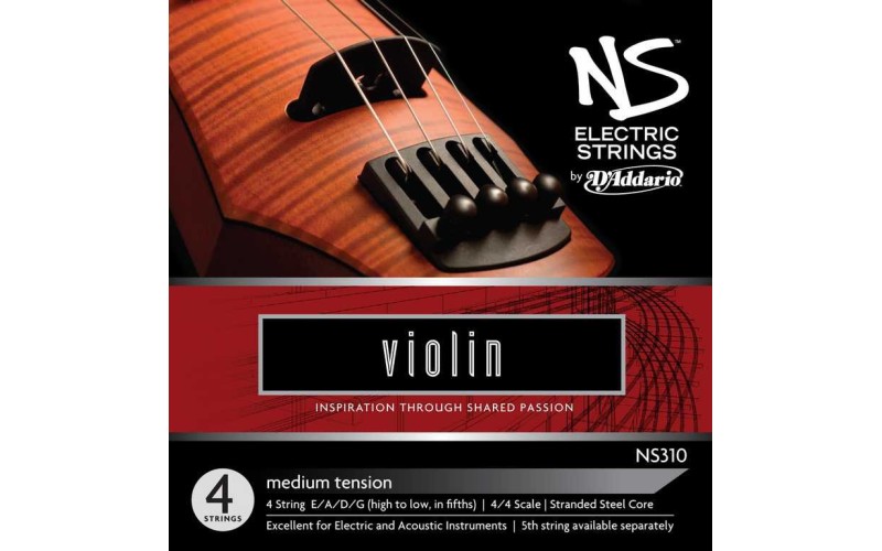 D'Addario NS310 NS Electric Комплект струн для электроскрипки размером 4/4, среднее натяжение